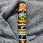 18K Gold Enamel and Circle Diamond Stretch Ring, 4.4 mm