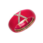 18K Gold Enamel X Pave Diamond Stretch Ring, 8.26 mm