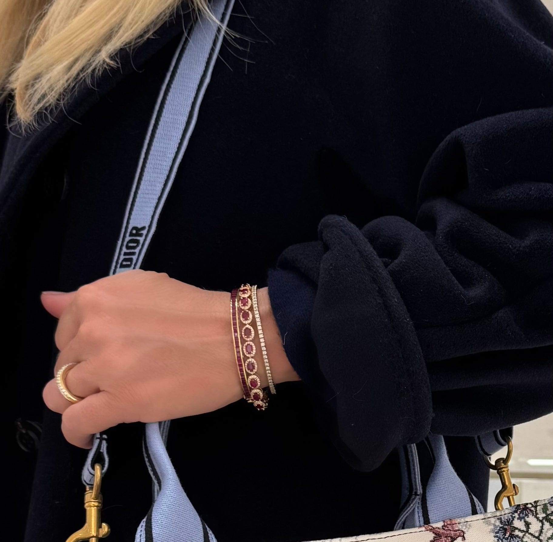 Bracelet 18K Gold Ruby and Diamond Bracelet, Rose Cut
