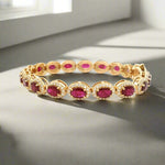 Bracelet 18K Gold Ruby and Diamond Bracelet, Rose Cut
