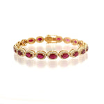 Bracelet 18K Gold Ruby and Diamond Bracelet, Rose Cut
