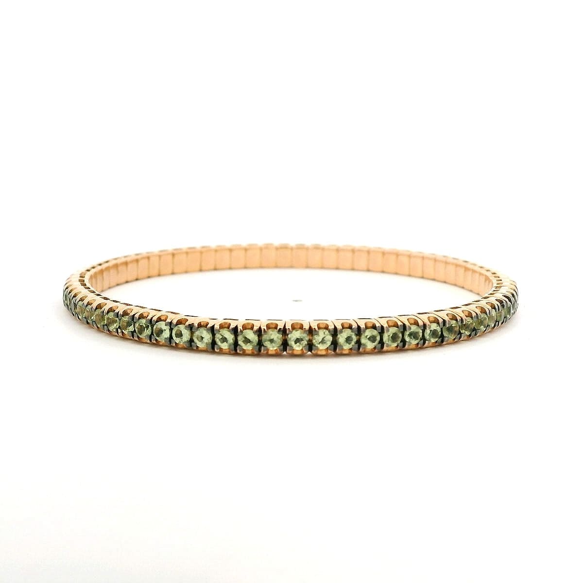Bracelet 18K Gold Stretch Peridot Tennis Bracelet, 8.55-18 Carats