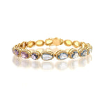 Bracelet 18K / Yellow Gold 18K Gold Rainbow and Diamond Bracelet, Rose Cut