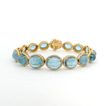 Bracelet 6" / Yellow Gold 18K Gold Aquamarine and Diamond Bracelet