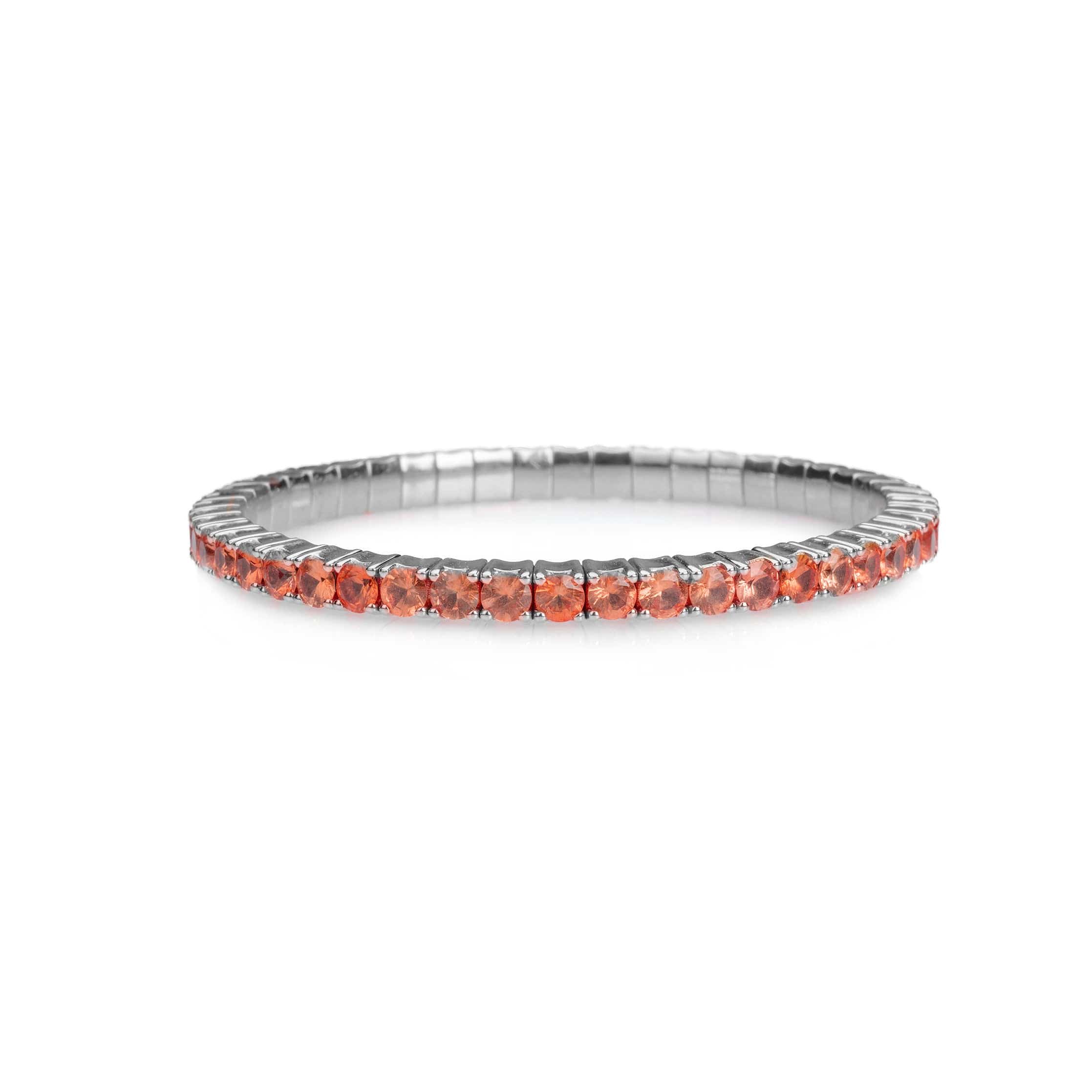 Bracelet XS: 45mm / White Gold / 8.55-10.83 Carats Orange Sapphires TW Stretch & Stack Orange Sapphire Tennis Bracelet, 8.55-18 Carats