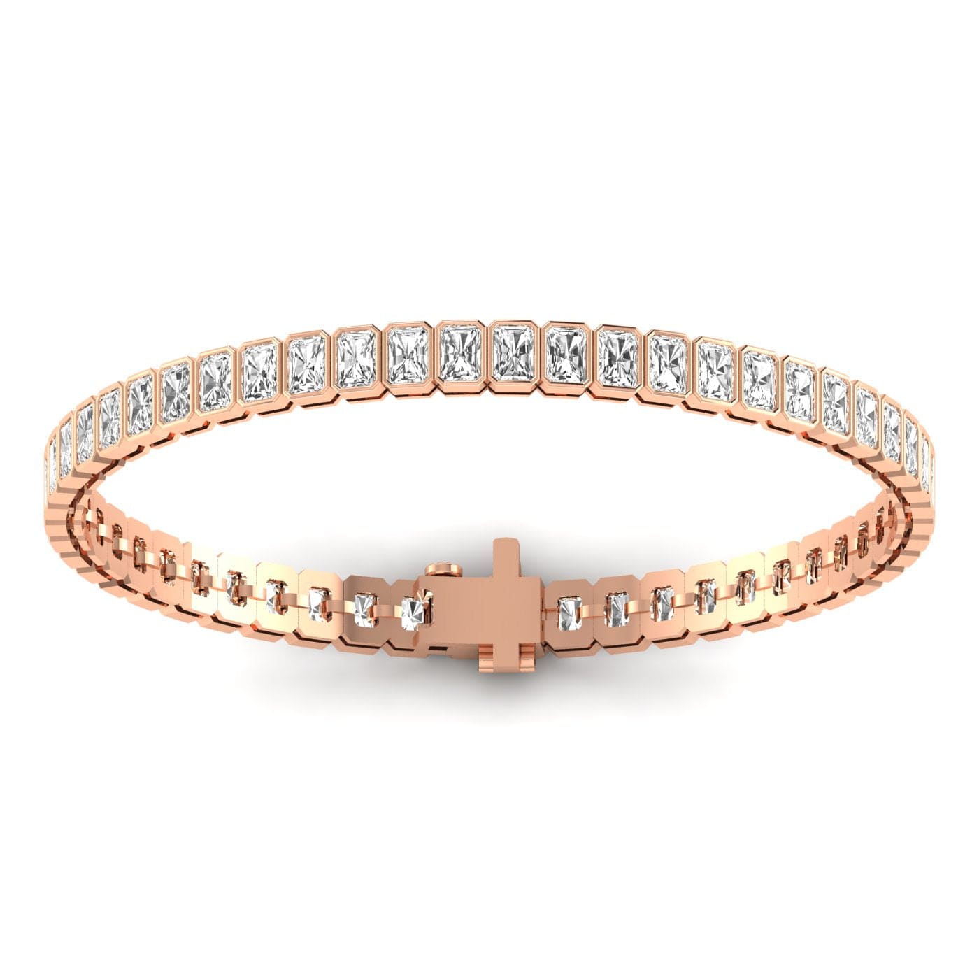 Bracelets 14K & 18K Gold and Radiant Cut Diamond 7-8 ct Tennis Bracelet Bezel Set, Lab Grown