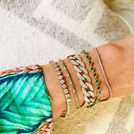 Bracelets 14K & 18K Gold Emerald Bezel Link Bracelet