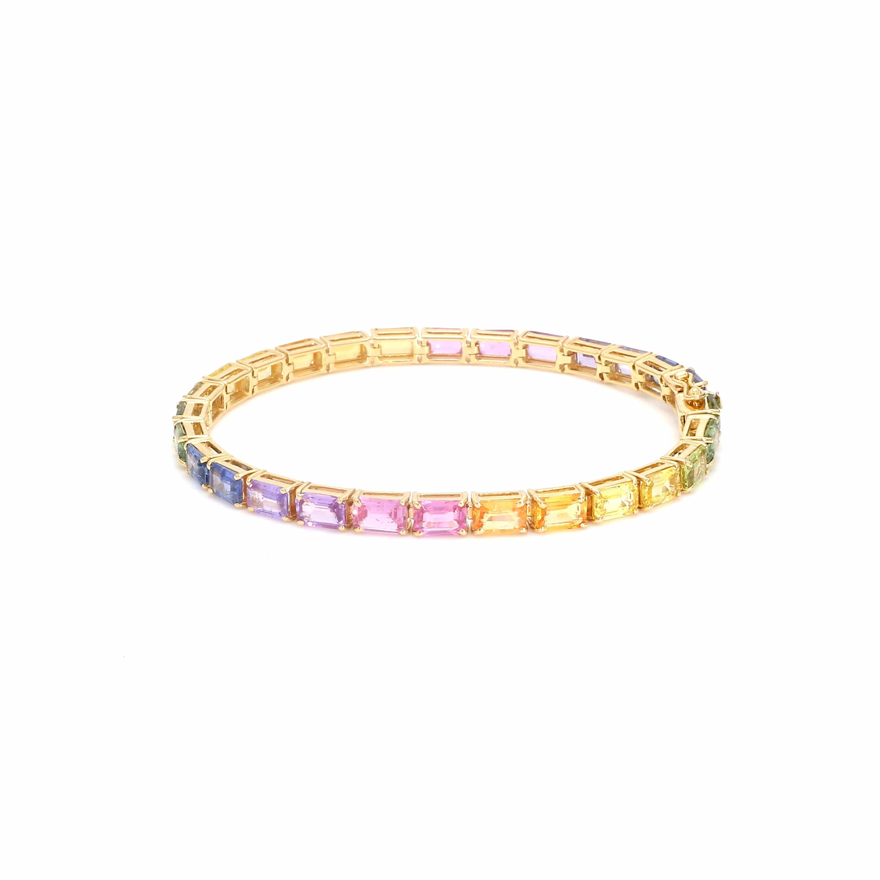 Bracelets 14K & 18K Gold Rainbow Tennis Bracelet, East West