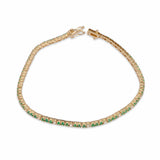 Bracelets 14K Gold Emerald and Diamond Tennis Bracelet 4-Prong Setting