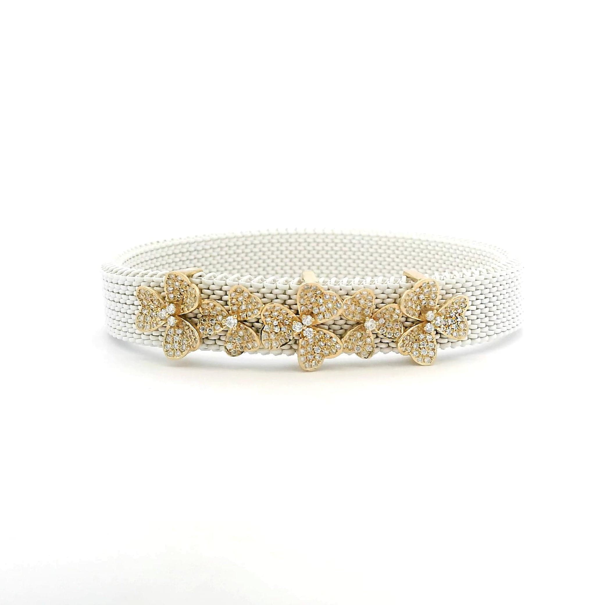 Bracelets 14K Gold Material Flower Pave Diamond Bracelet, Full Pave