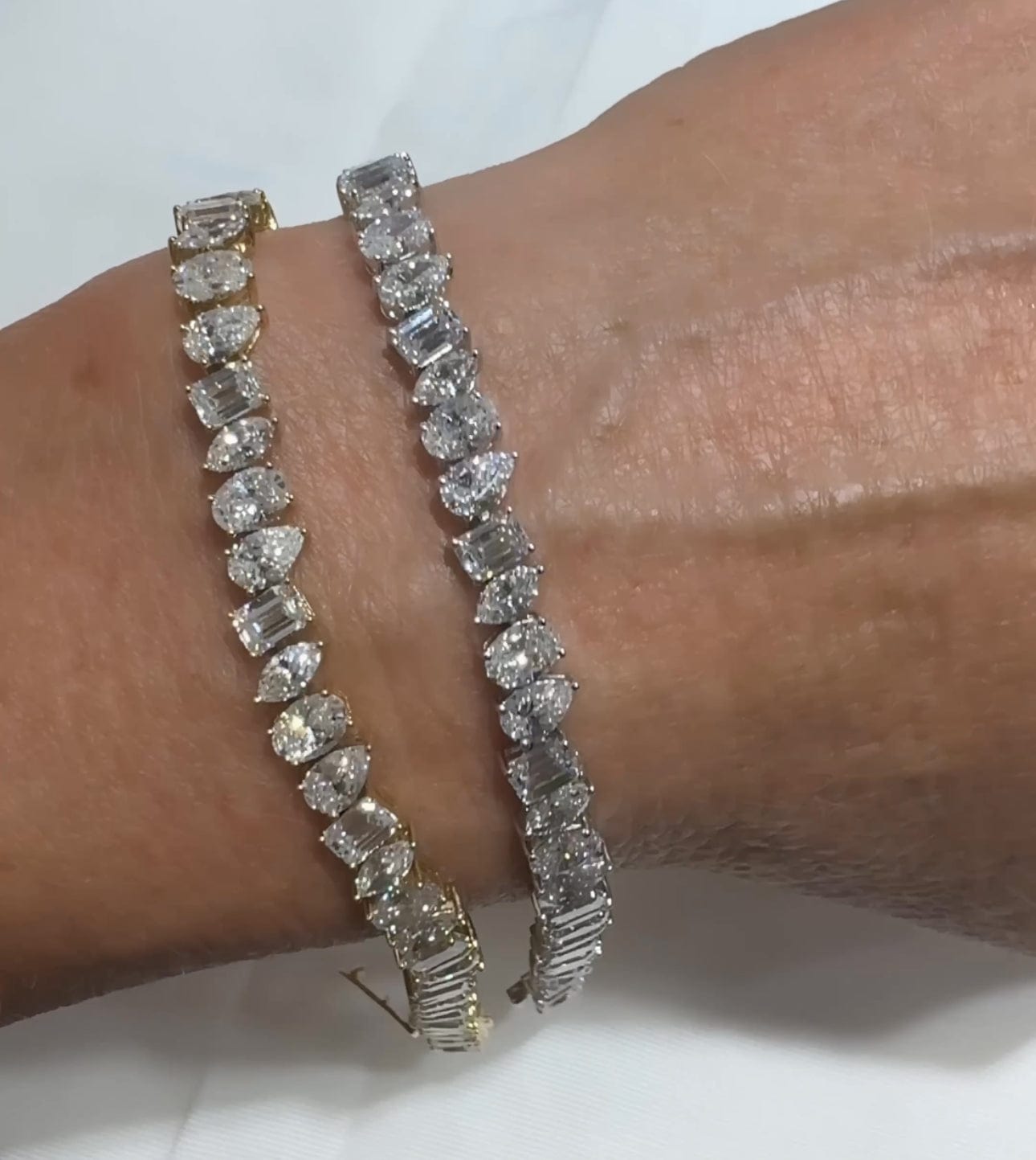 Bracelets 14K or 18K Gold and Multi-Shape Diamond 14.1 ct Tennis Bracelet, Lab Grown
