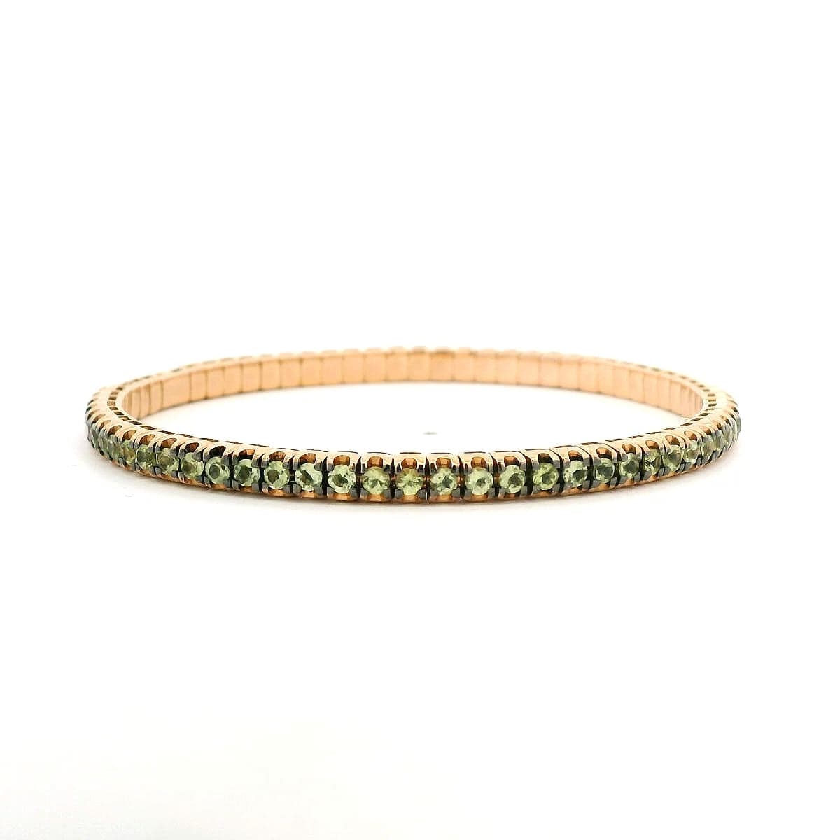 Bracelets 18K Gold Stretch Green Peridot Tennis Bracelet, 2.25-8.58 Carats