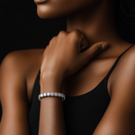 Bracelets 18K Gold Stretch Round Diamond Tennis Bracelet, 12 plus Carats, Lab Grown Diamonds