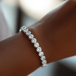 Bracelets 18K Gold Stretch Round Diamond Tennis Bracelet, 12 plus Carats, Lab Grown Diamonds