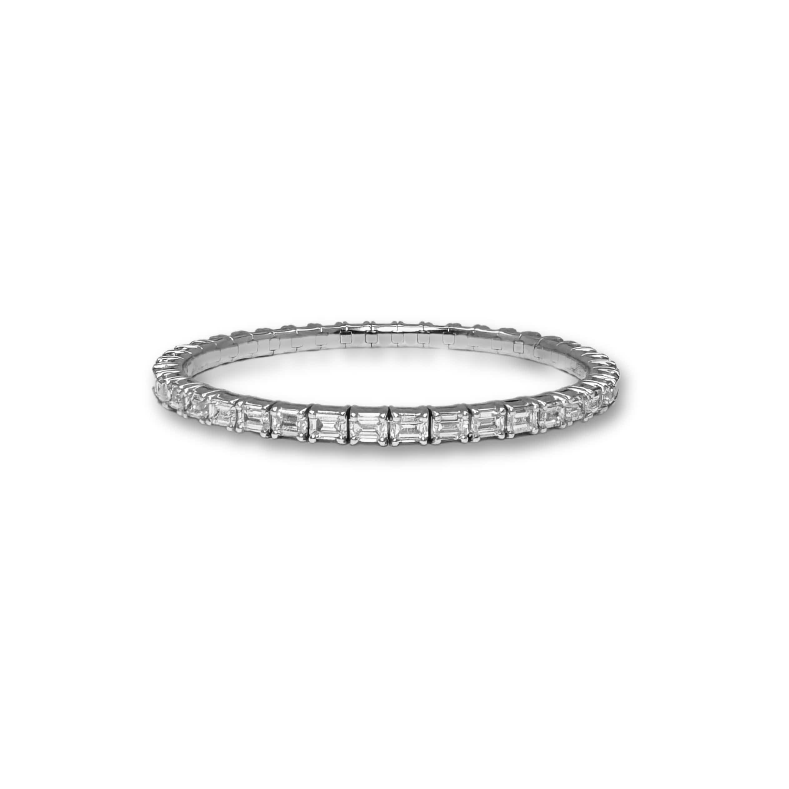 Bracelets 18K Gold Stretch & Stack Emerald Cut Diamond Tennis Bracelet, 8.0 Carats, Lab Grown