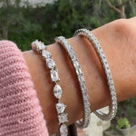 Bracelets 18K Gold Stretch & Stack Emerald Cut  Diamond Tennis Bracelet, 8.0 Carats, Lab Grown