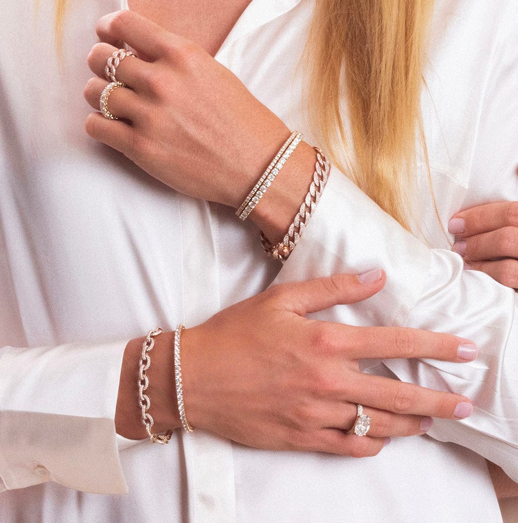 Bracelets 18K Stretch Round Diamond Tennis Bracelet, 6.0 Carats, Natural Mined Diamonds