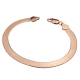 Bracelets 6.5" / Rose Gold / 14K 14K & 18K Gold Herringbone Chain Bracelet 6mm