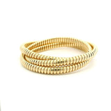 Bracelets 6.5" / Rose Gold / 14K 14K Gold Triple Rolling Ribbed Bracelet, 6mm