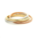 Bracelets 6.5" / Rose Gold / 14K 14K Tri-Color Gold Triple Rolling Ribbed Bracelet, 6mm