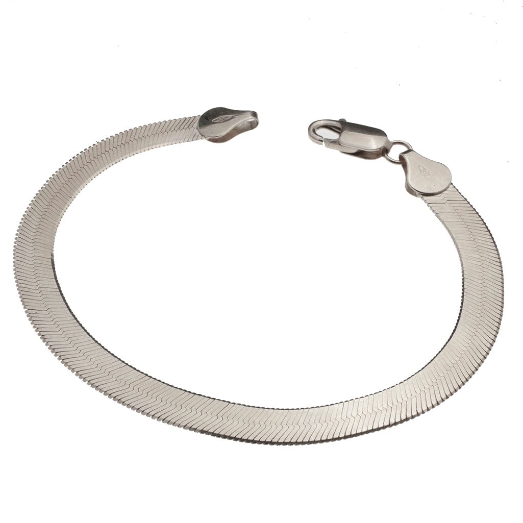 Bracelets 6.5" / White Gold / 14K 14K & 18K Gold Herringbone Chain Bracelet 6mm