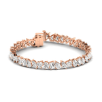 Bracelets 6" / Rose Gold / 14K 14K or 18K Gold and Multi-Shape Diamond 14.1 ct Tennis Bracelet, Lab Grown