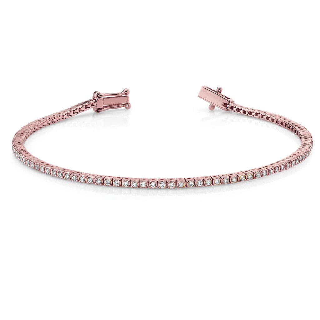 Bracelets 6" / Rose Gold Small 14K Gold and Diamond Tennis Bracelet