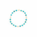 Bracelets 6" / yellow gold 14K Gold Turquoise and Diamond Disc Tennis Bracelet