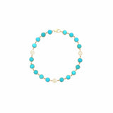 Bracelets 6" / yellow gold 14K Gold Turquoise and Diamond Disc Tennis Bracelet
