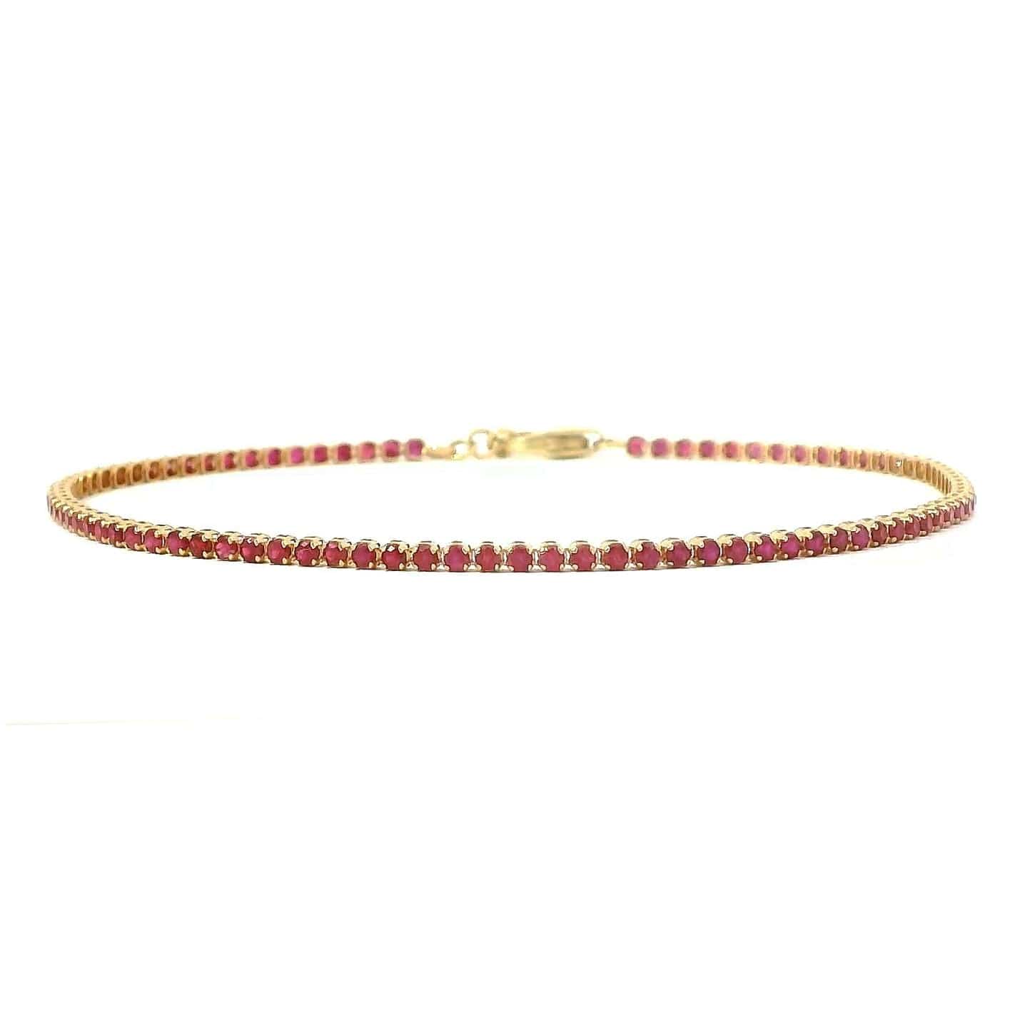 Bracelets 6" / Yellow Gold Mini 14K Gold and Ruby Tennis Bracelet, Invisible Setting