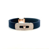 Bracelets 7.5" / Yellow Gold / 14K 14K gold Rubber Sliding Pave Bar Diamond Bracelet