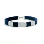 Bracelets 7.5" / Yellow Gold / 14K 14K gold Rubber Three Pave Bar Diamond Bracelet