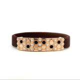 Bracelets 7.5" / Yellow Gold / Brown Stretch 14K Gold Honeycomb Stretch Material Diamond Bracelet copy
