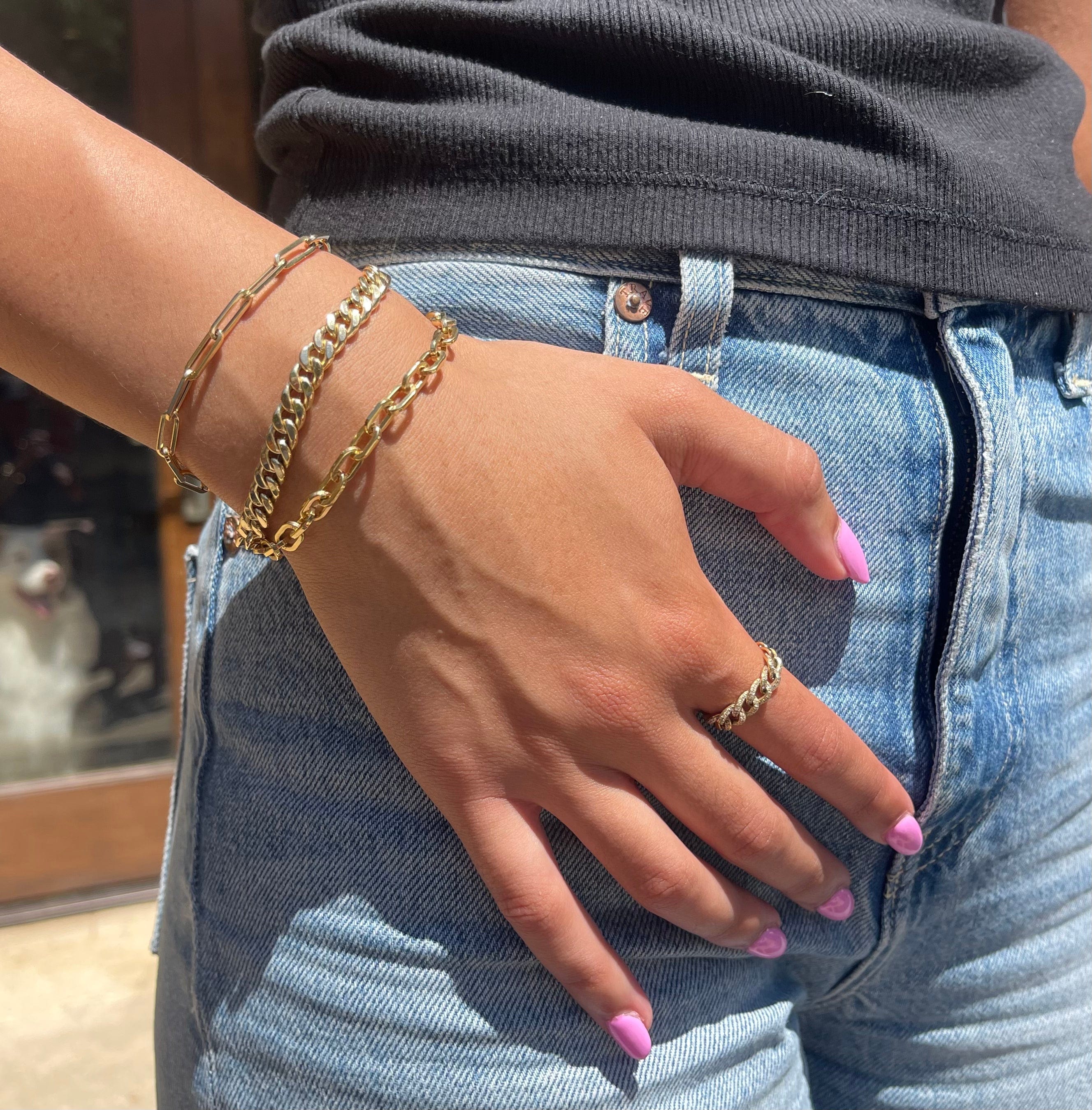 Bracelets Medium 14K Gold Paper Clip Link Bracelet