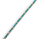 Bracelets Mini 14K Gold Turquoise and Diamond Tennis Bracelet 4-Prong Setting
