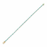 Bracelets Mini 14K Gold Turquoise and Diamond Tennis Bracelet 4-Prong Setting