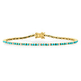 Bracelets Mini 14K Gold Turquoise and Diamond Tennis Bracelet 4-Prong Setting