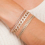 Bracelets Small 14K Gold and Micro-Pave Diamonds Cuban Chain Bracelet Signature Piece