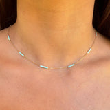 Bracelets Turquoise Blue 14K Turquoise Blue Enamel Bar Chain Necklace