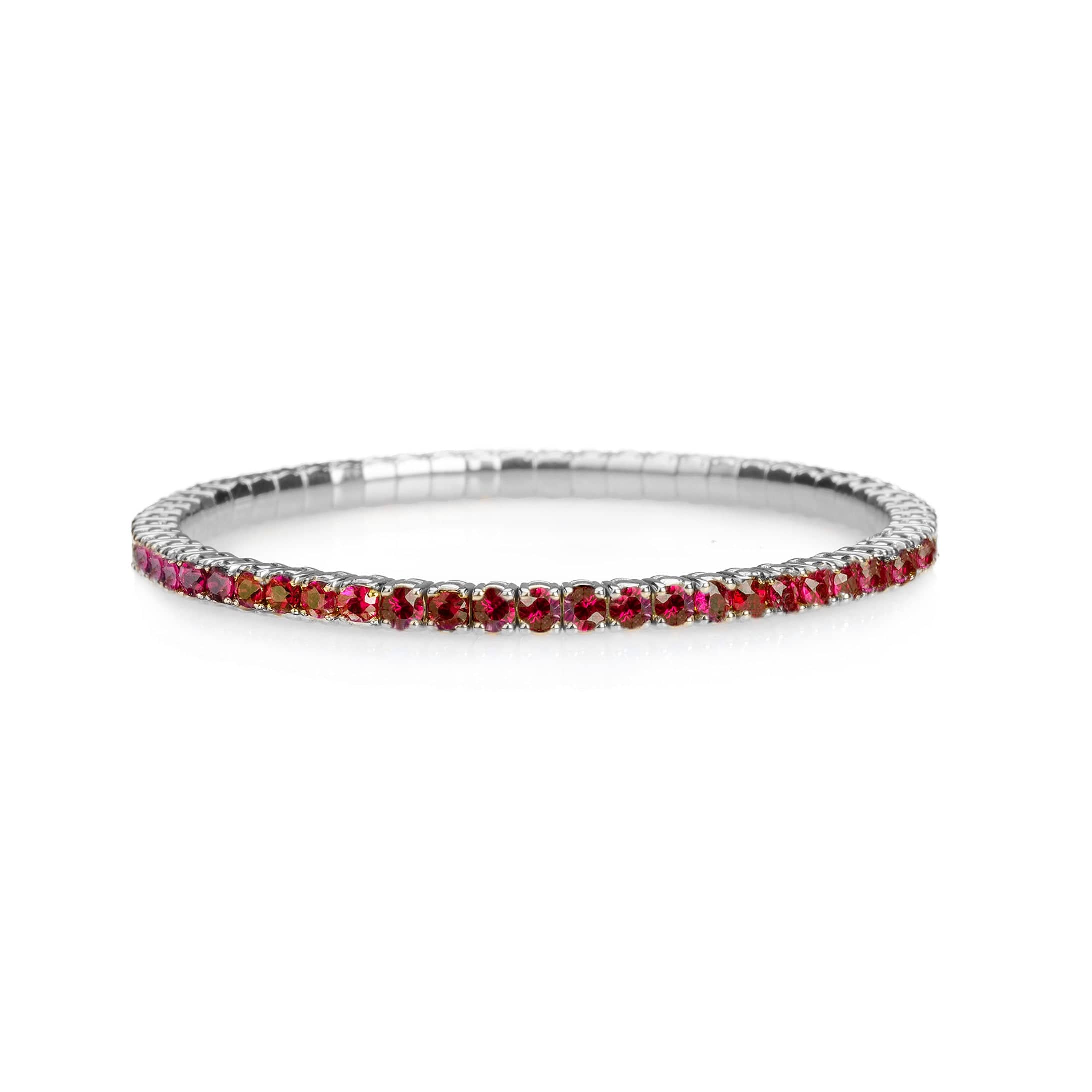 Bracelets XS: 45mm / White Gold / 8.55-10.83 Carats Rubies TW 18K Gold Stretch & Stack Ruby Tennis Bracelet, 8.55-18 Carats