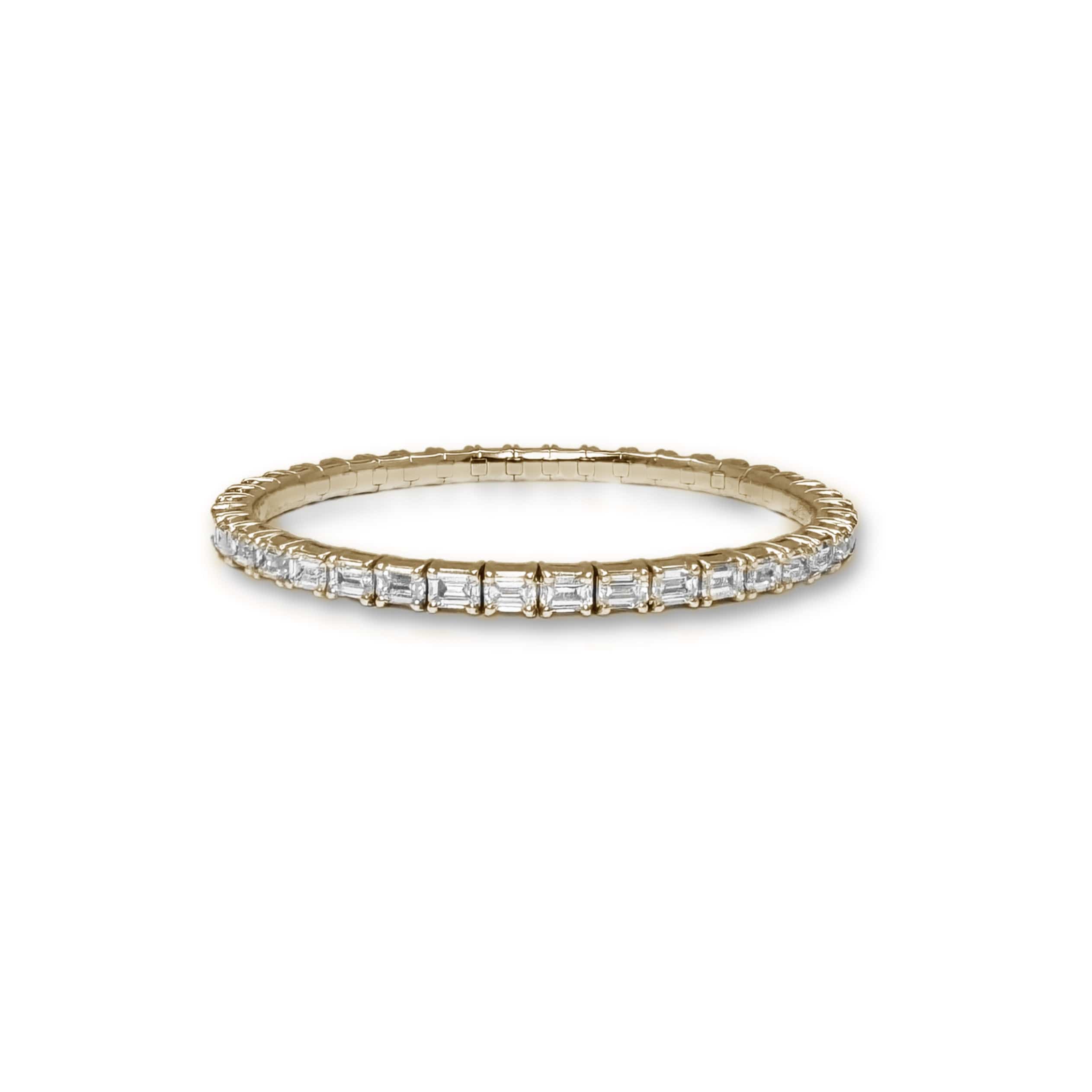 Bracelets XS: 45mm / Yellow Gold / 8.2-10.6 Carats Emerald Cut Diamonds TW 18K Gold Stretch & Stack Emerald Cut Diamond Tennis Bracelet, 8.0 Carats