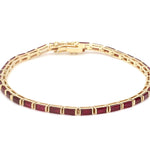 Bracelets Yellow Gold / 14K 14K & 18K Gold Ruby Baguette Tennis Anklet, East West
