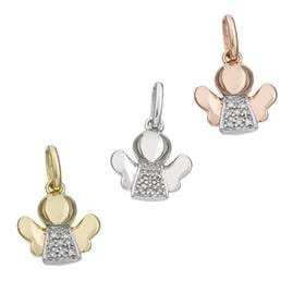 Charms & Pendants 14K Gold Angel with Micro-Pave Diamonds
