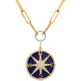 Charms & Pendants 14K Gold Lapis and Pave Diamond Compass Charm, Full Diamonds