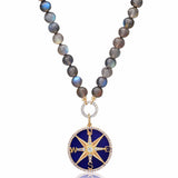 Charms & Pendants 14K Gold Lapis and Pave Diamond Compass Charm, Large