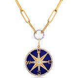 Charms & Pendants 14K Gold Lapis and Pave Diamond Compass Charm, Large