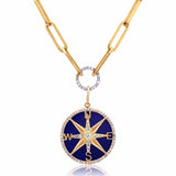 Charms & Pendants 14K Gold Lapis and Pave Diamond Compass Charm, Medium