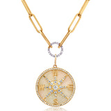 Charms & Pendants 14K Gold Mother of Pearl and Pave Diamond Compass Charm, Full Diamonds