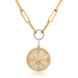 Charms & Pendants 14K Gold Mother of Pearl and Pave Diamond Compass Charm, Medium