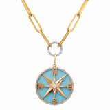 Charms & Pendants 14K Gold Turquoise and Pave Diamond Compass Charm, Medium